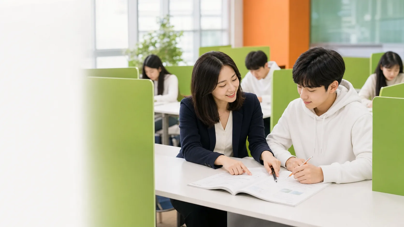 소수정예학원 상담 장면
